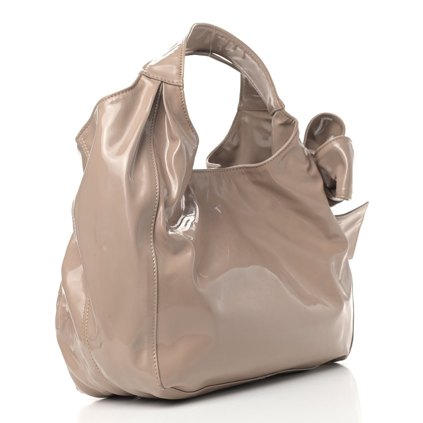 Patent Lacca Large Nuage Bow Hobo Nude