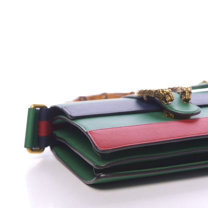 Gucci Moon Calfskin Web Medium Dionysus Bamboo Top Handle Bag Emerald Blue Hibiscus Red 8 of 16