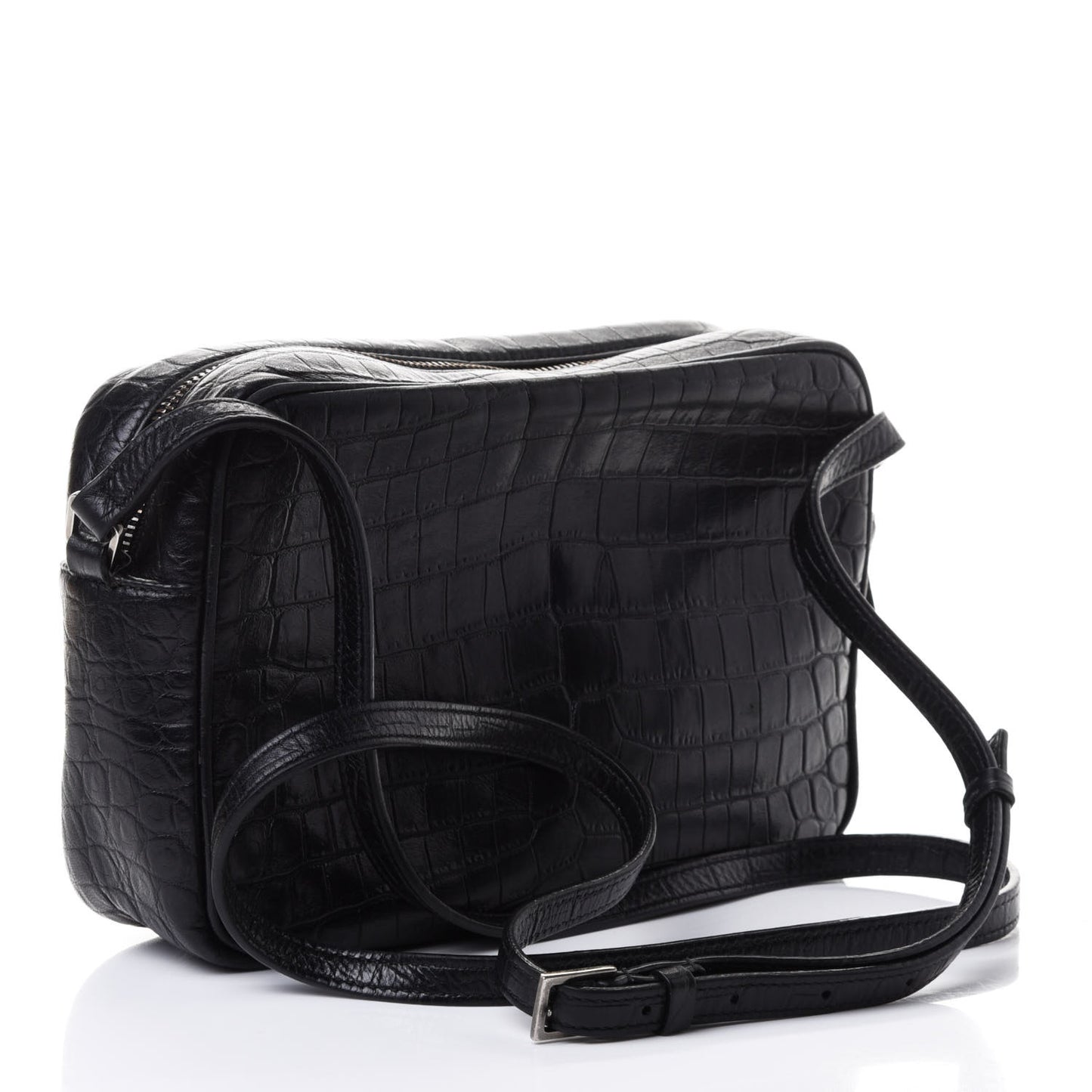 Calfskin Crocodile Embossed Monogram Lou Camera Bag Black