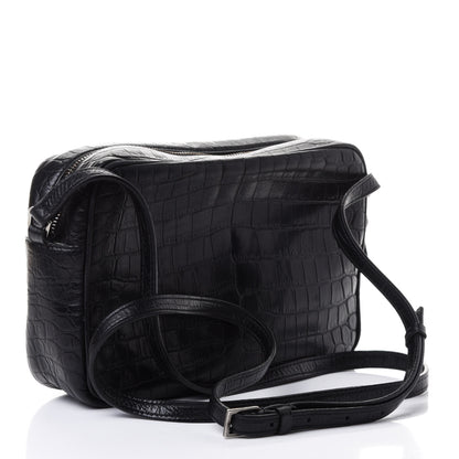 Saint Laurent Calfskin Crocodile Embossed Monogram Lou Camera Bag Black 2 of 4