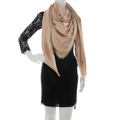 Louis Vuitton Silk Wool Monogram Shawl Nude 2 of 5