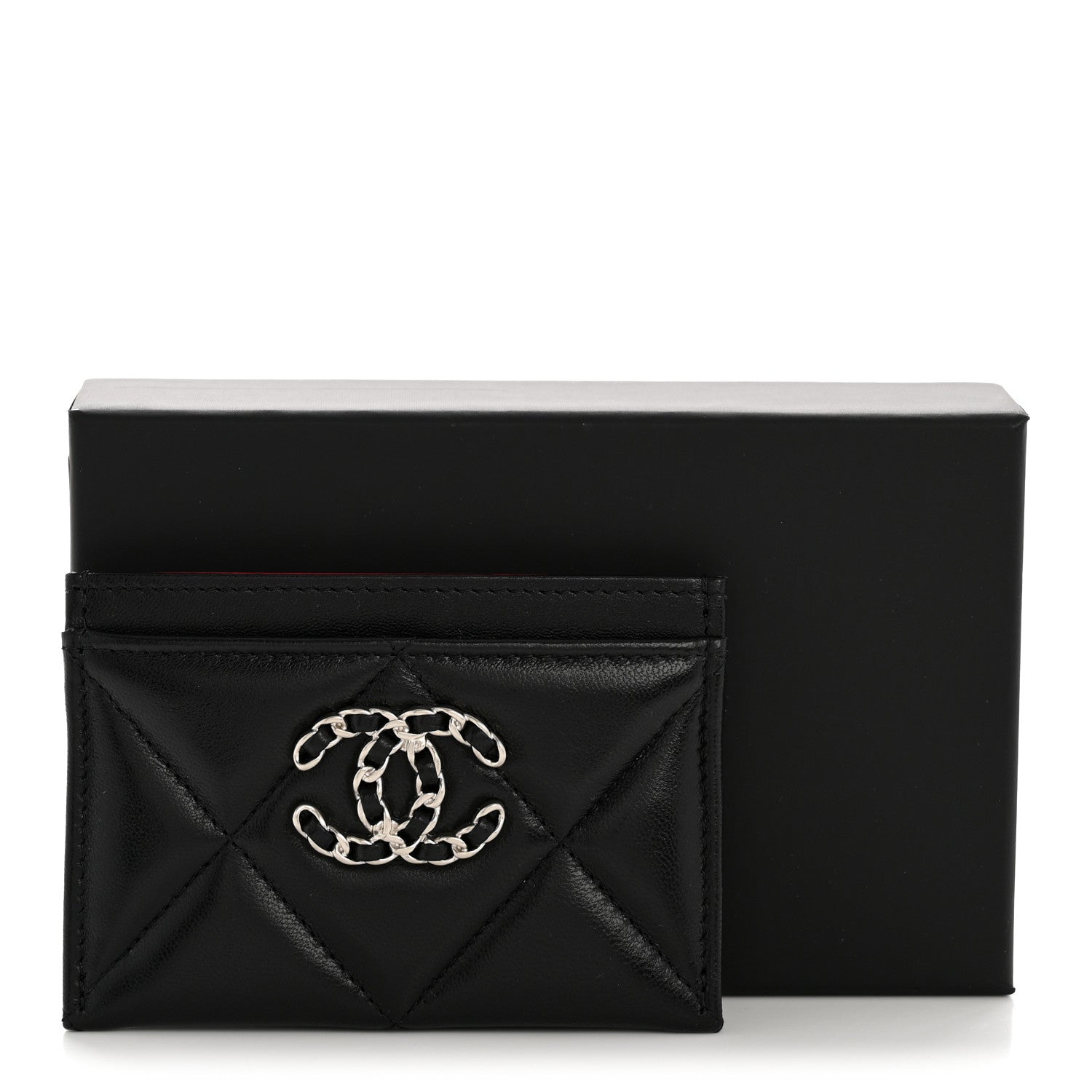 Chanel Lambskin Quilted Chanel 19 Card Holder Black 10 of 10