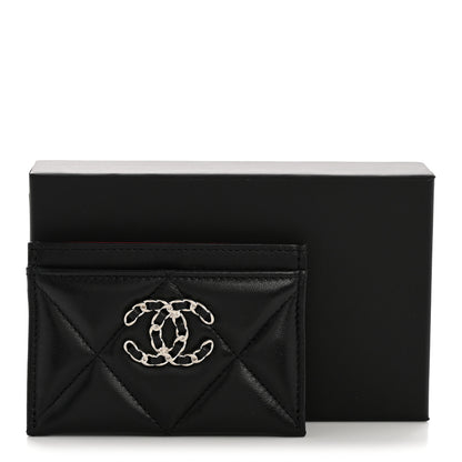 Chanel Lambskin Quilted Chanel 19 Card Holder Black 10 of 10