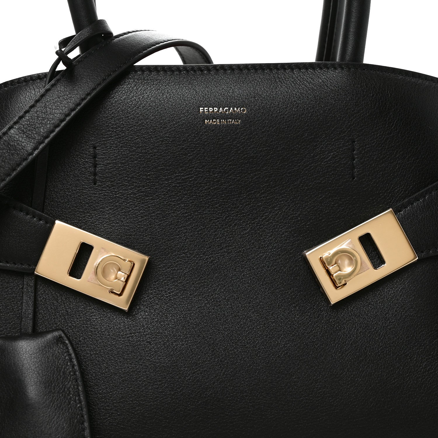 Salvatore Ferragamo Calfskin Small Hug Bag Black Flame Red 15 of 19