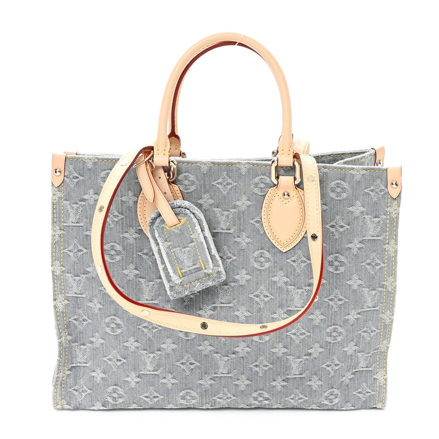 Louis Vuitton Monogram Denim Onthego MM Washed Gray 1 of 9
