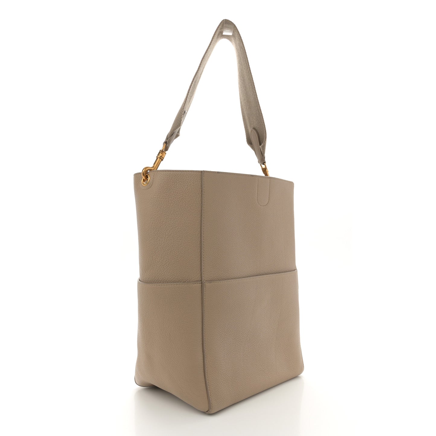 Soft Grained Calfskin Sangle Bucket Bag Dune