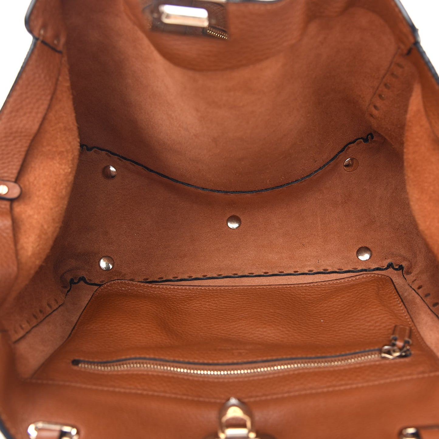 Pebbled Calfskin Medium Rockstud Tote Light Cuir