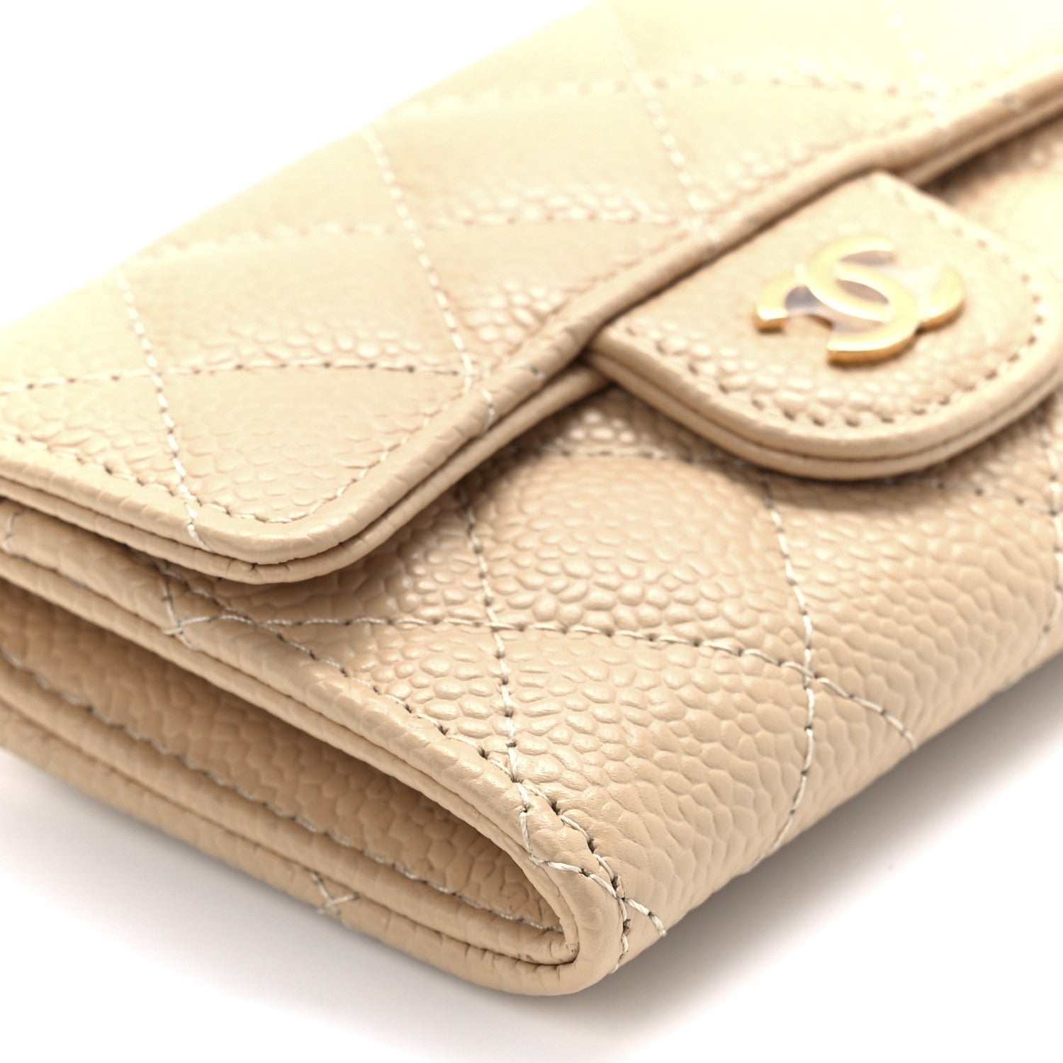 Chanel Caviar Quilted Flap Card Holder Wallet Light Beige 11 of 13