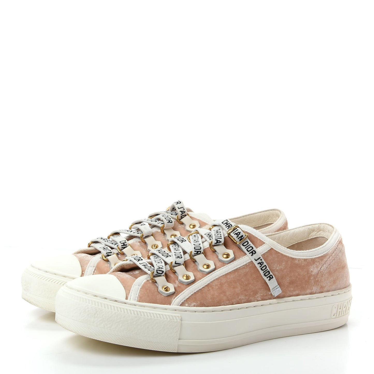 Velvet Walk'N'Dior Low Top Sneakers 37 Nude
