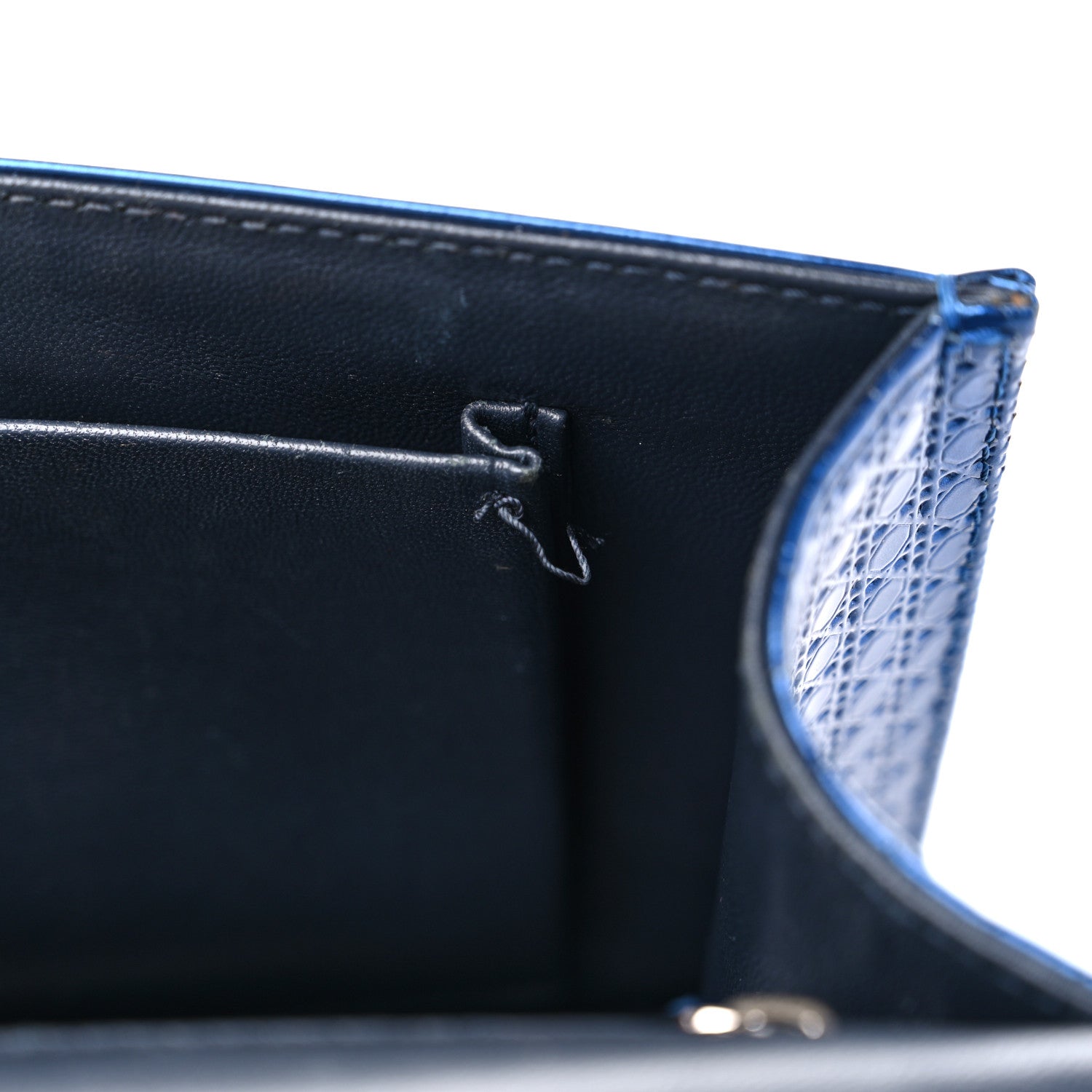 Christian Dior Metallic Patent Micro-Cannage Medium Diorama Flap Bag Blue 11 of 22