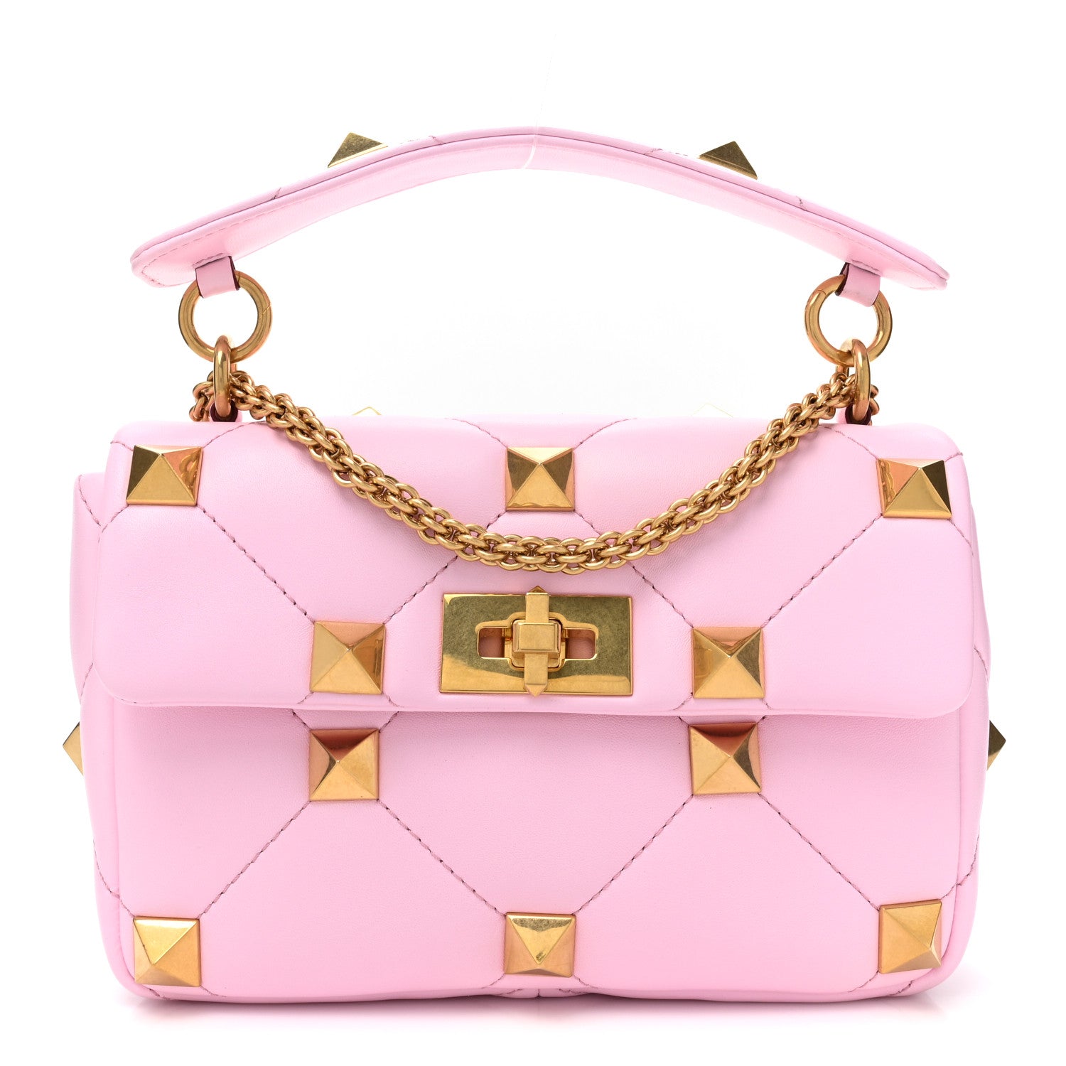 Valentino Garavani Nappa Medium Roman Stud Shoulder Bag Pink Borealis 1 of 8