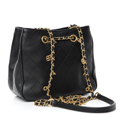 Chanel Calfskin Stitched Small Egyptian Amulet Drawstring Bag Black 3 of 10