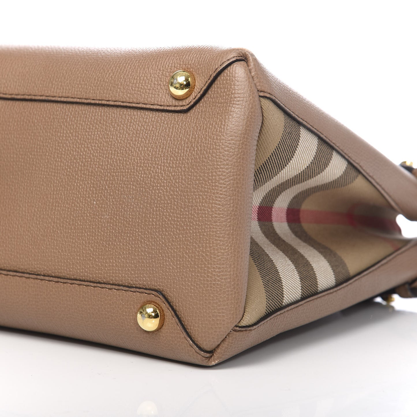 Grainy Calfskin House Check Medium Banner Tote Dark Sand