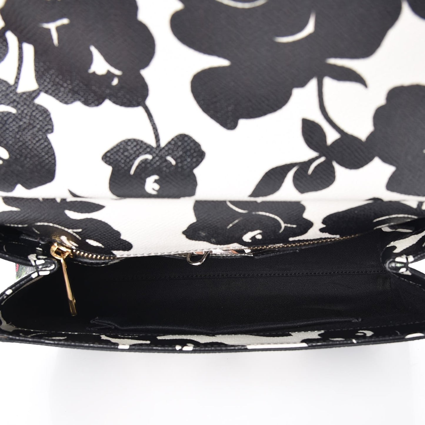 Dauphine Floral Print Medium Miss Sicily Satchel Black White