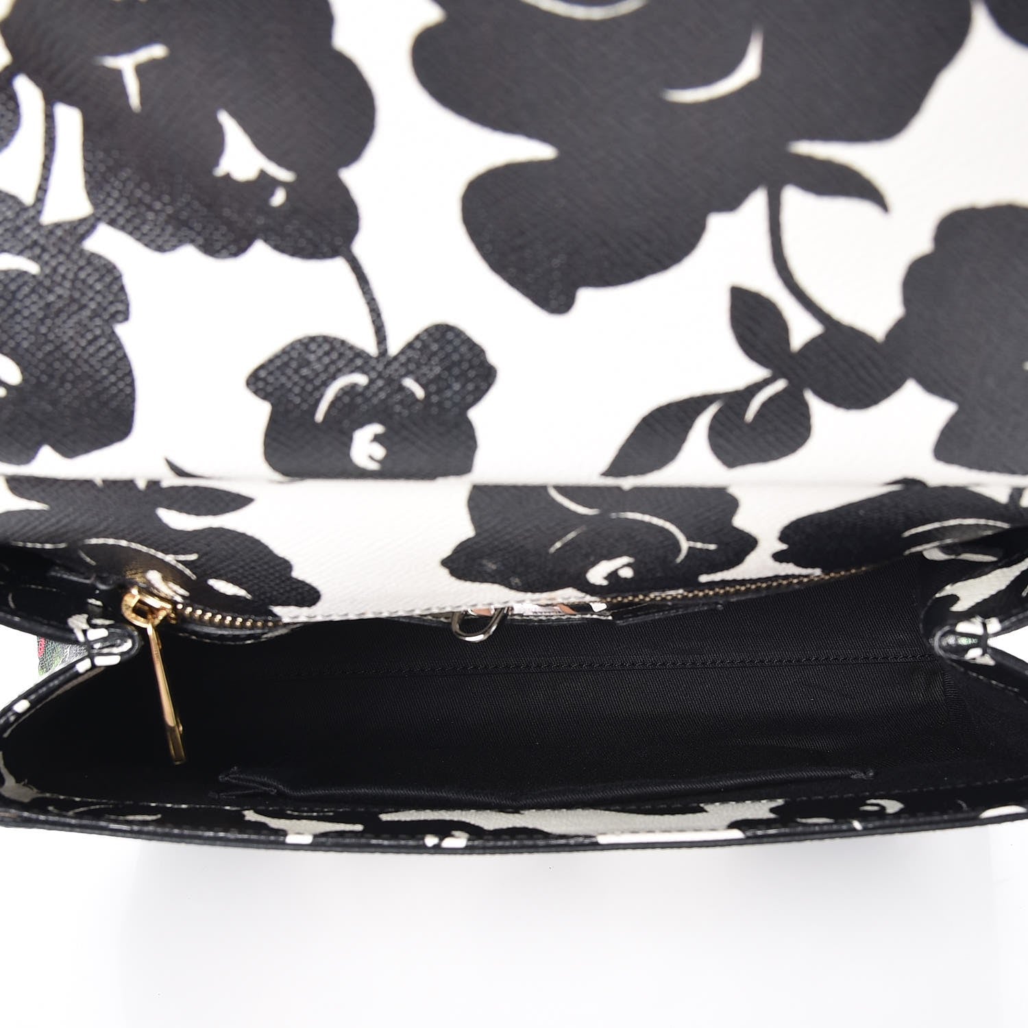 Dolce & Gabbana Dauphine Floral Print Medium Miss Sicily Satchel Black White 5 of 8