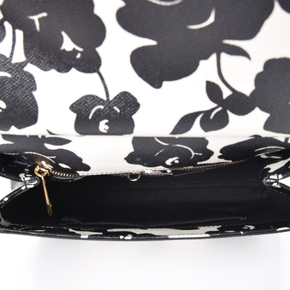 Dolce & Gabbana Dauphine Floral Print Medium Miss Sicily Satchel Black White 5 of 8