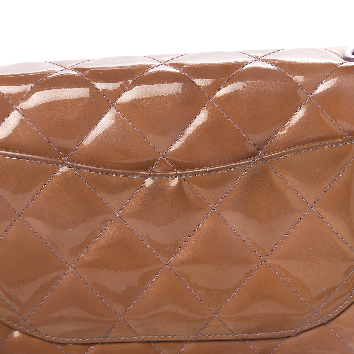 Chanel Patent Calfskin Quilted Mini Rectangular Flap Dark Beige 16 of 18