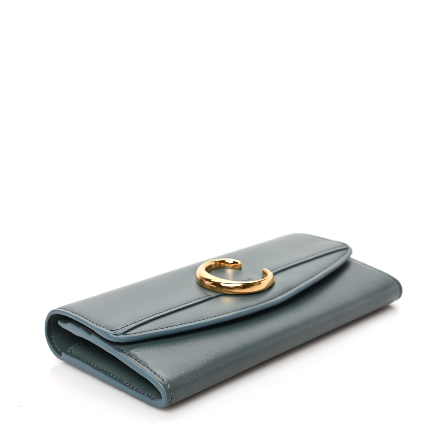 Smooth Calfskin Chloe Long Wallet Cloudy Blue