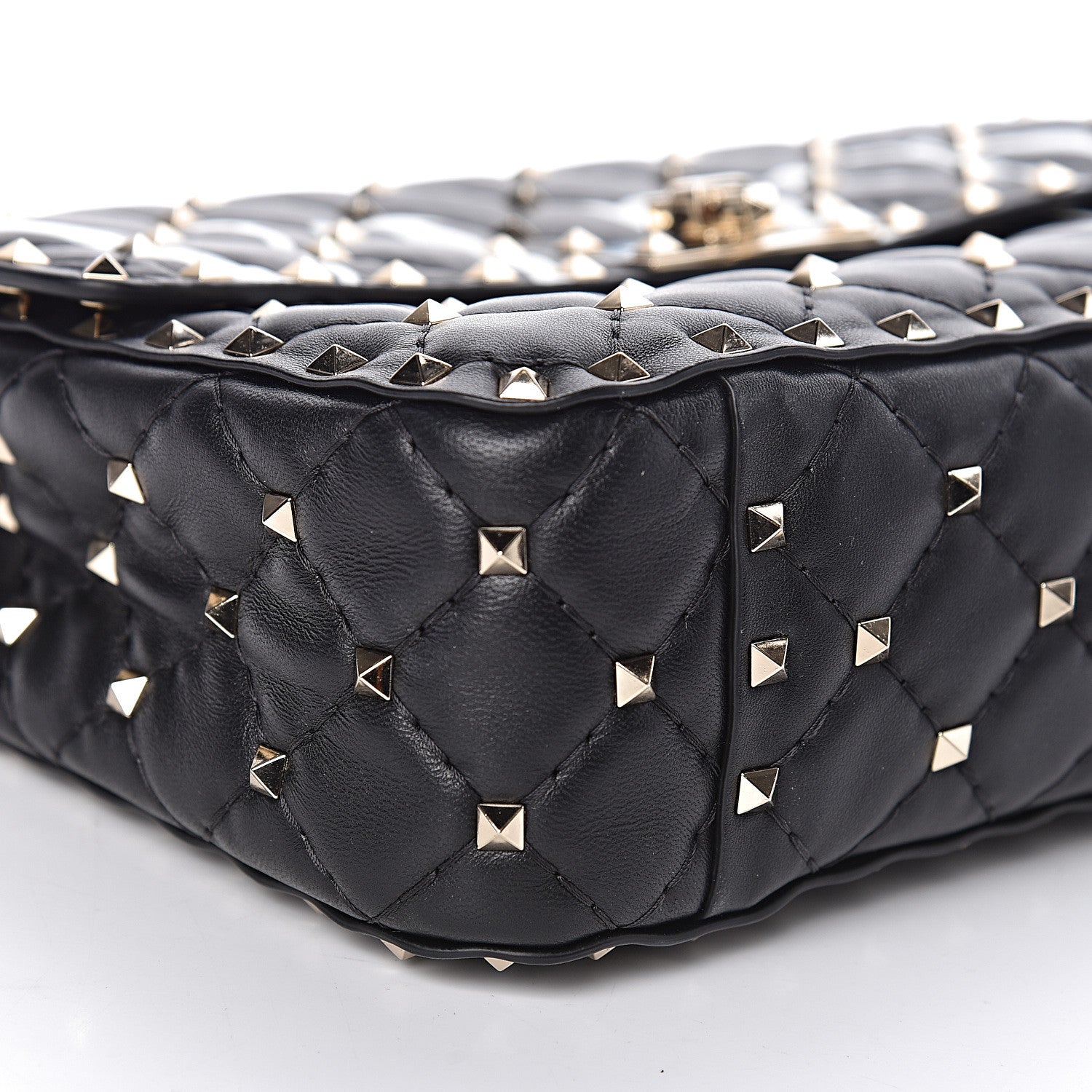 Valentino Garavani Lambskin VLTN Print Medium Rockstud Spike Shoulder Bag Black 9 of 16