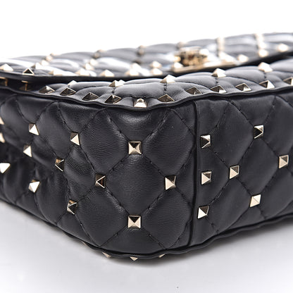 Valentino Garavani Lambskin VLTN Print Medium Rockstud Spike Shoulder Bag Black 9 of 16