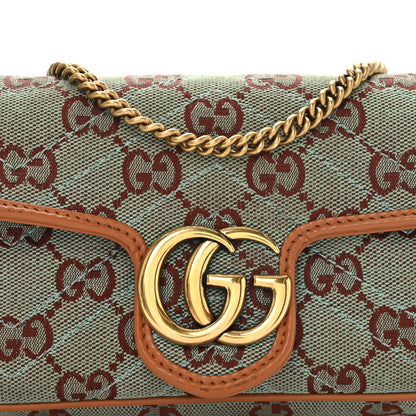 Gucci Monogram Multicolor Matelasse Diagonal Super Mini GG Marmont Shoulder Bag Azure Harness Brown 9 of 12