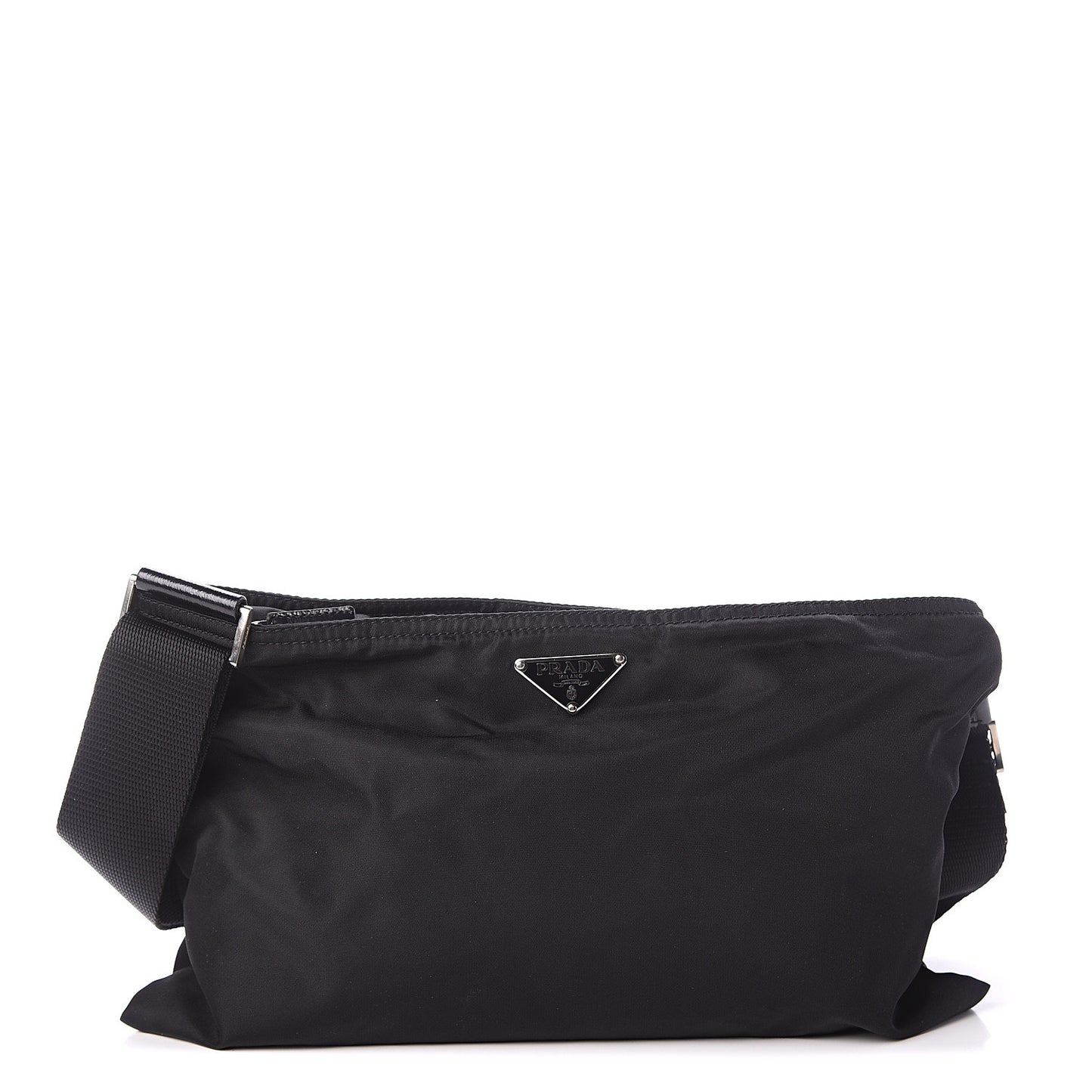 Nylon Flat Messenger Bag Black