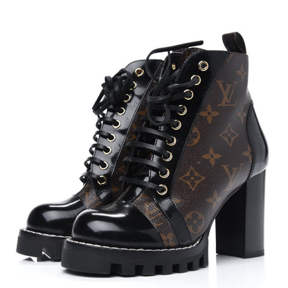Louis Vuitton Patent Calfskin Monogram Star Trail Ankle Boots 35 Black 3 of 16