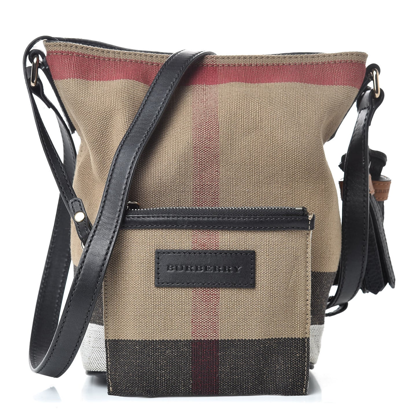Canvas Mega Check Mini Ashby Tassel Crossbody Black