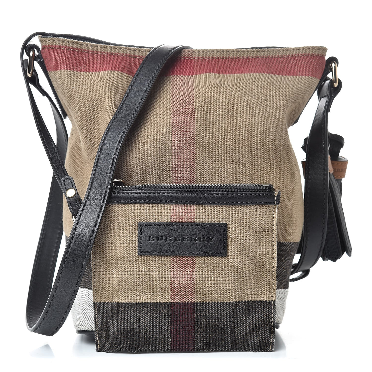 Burberry Canvas Mega Check Mini Ashby Tassel Crossbody Black 1 of 11