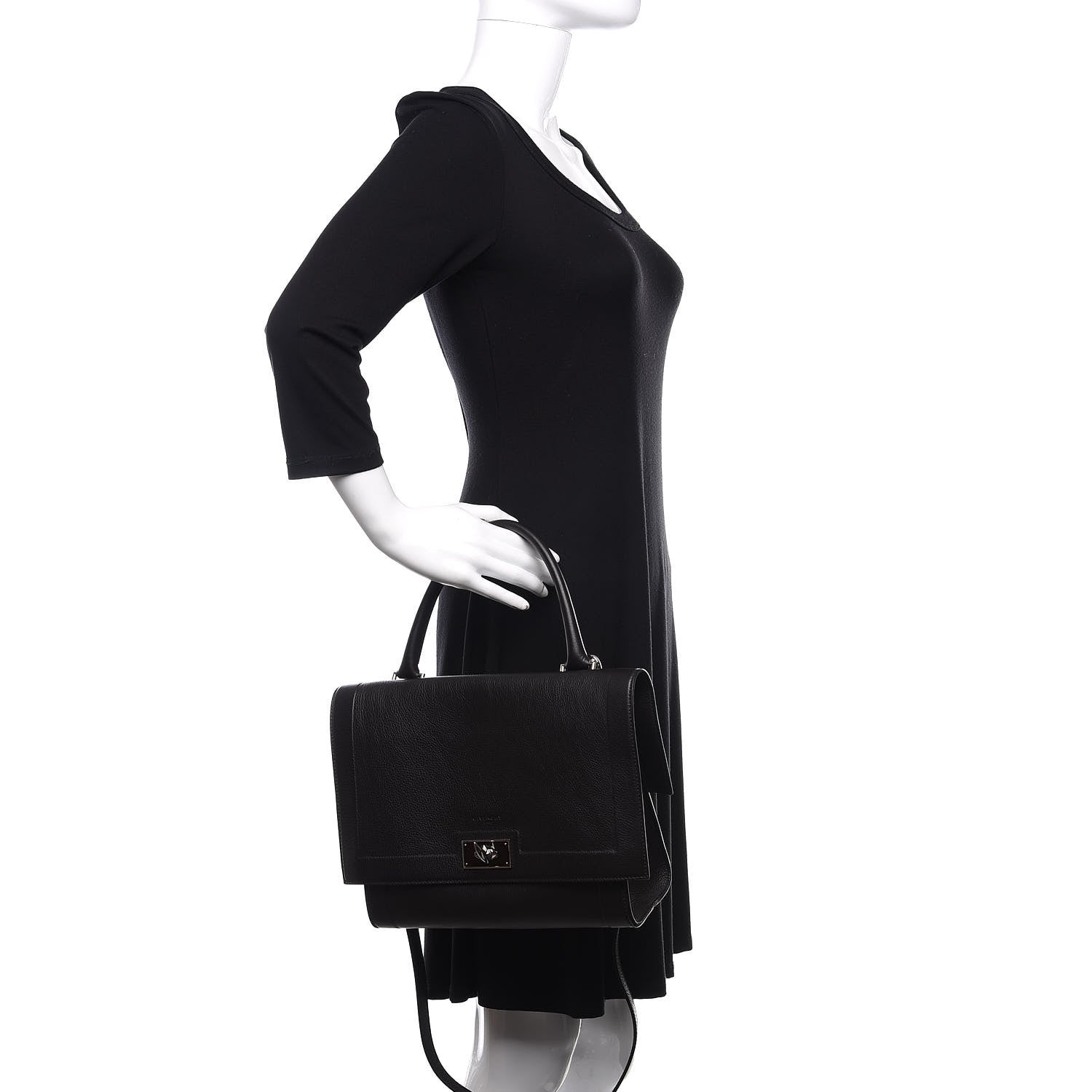 Givenchy Grained Calfskin Small Shark Lock Satchel Black 3 of 12