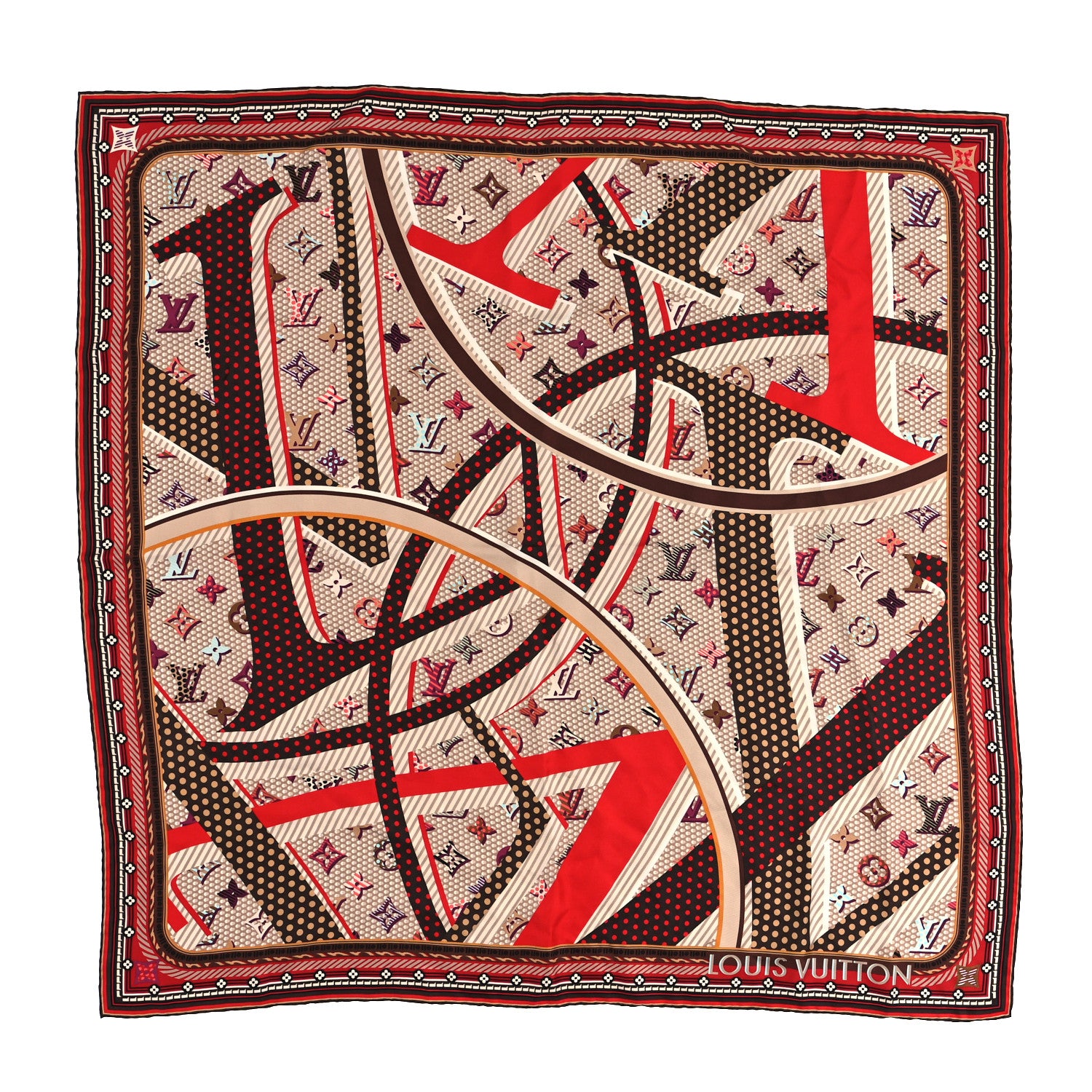 Louis Vuitton Silk Monogram Pop Square Scarf Beige 1 of 4