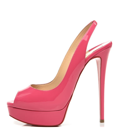 Christian Louboutin Patent Lady Peep Sling 150 Pumps 41 Darling 1 of 10