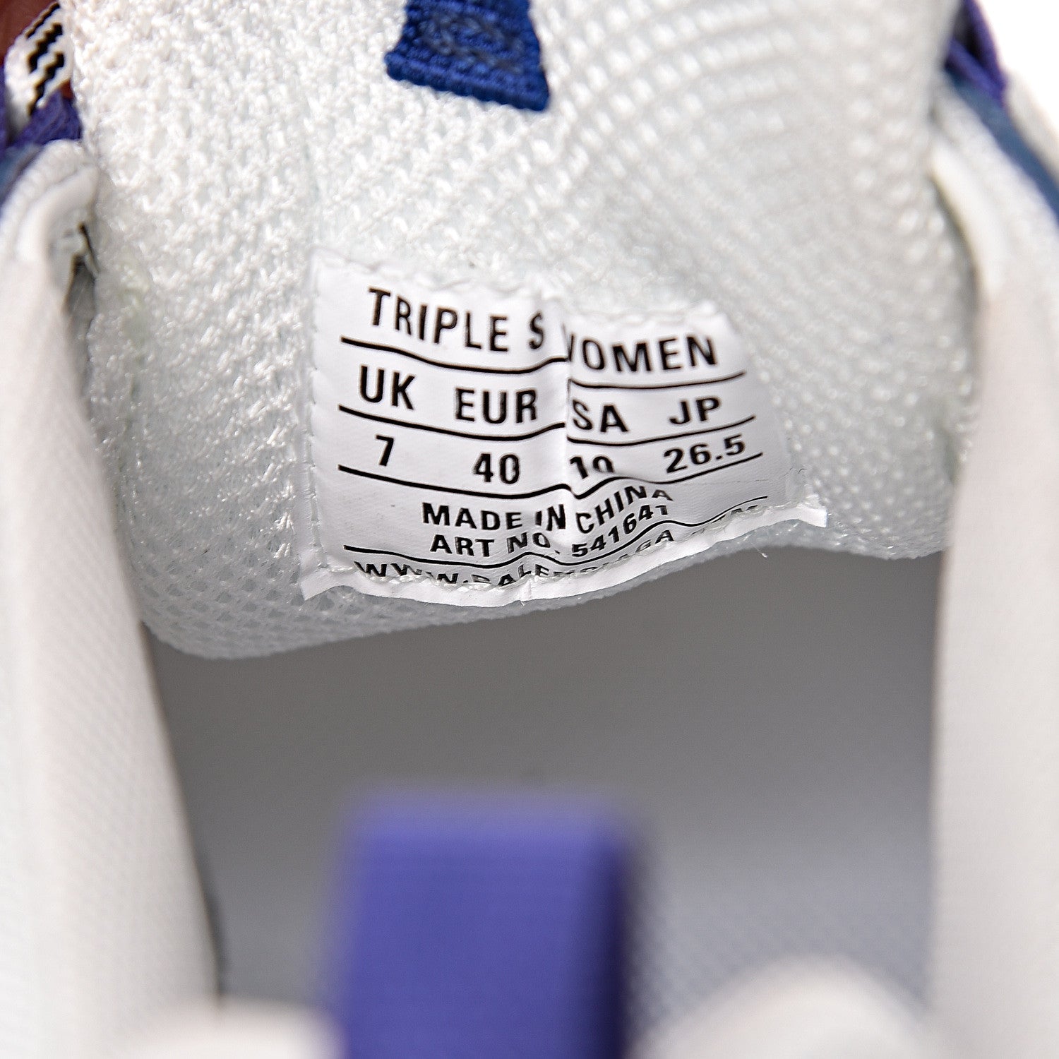 Balenciaga Mesh Nubuck Womens Triple S Sneakers 40 White Bleu Violet 7 of 9
