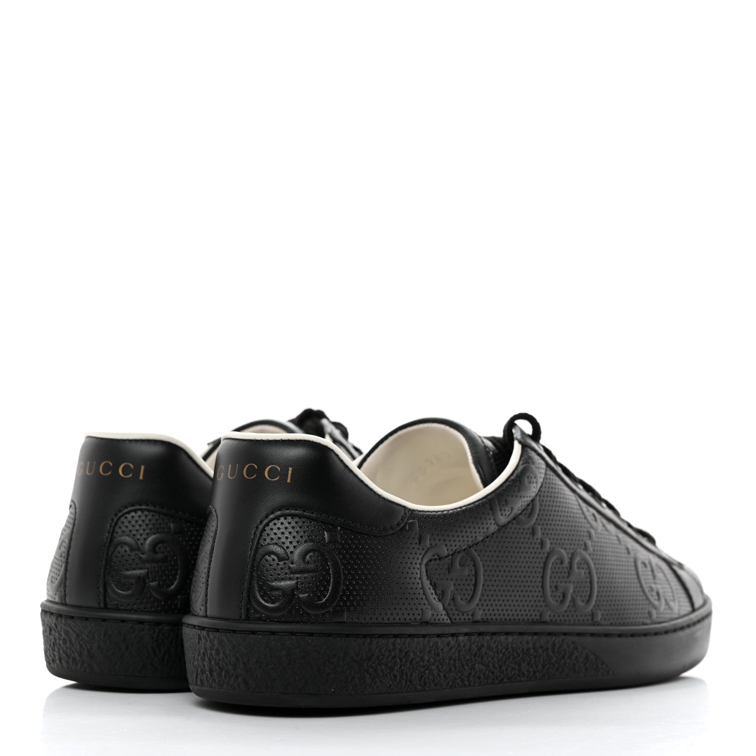 Gucci Calfskin GG Tennis Embossed Mens Ace Sneakers 5 Black 4 of 8