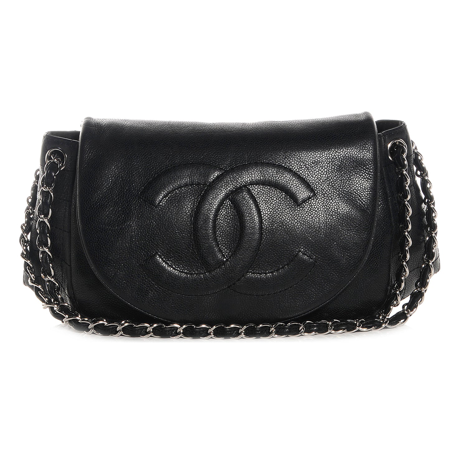 Caviar Half Moon Large Flap Black