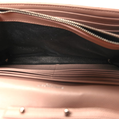 Saint Laurent Grain De Poudre Matelasse Chevron Monogram Chain Wallet Pale Pink 6 of 10