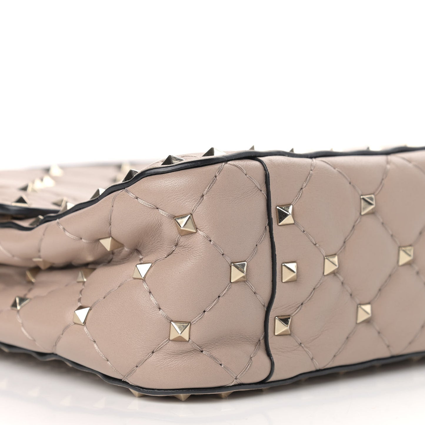 Lambskin Medium Rockstud Spike Shoulder Bag Poudre