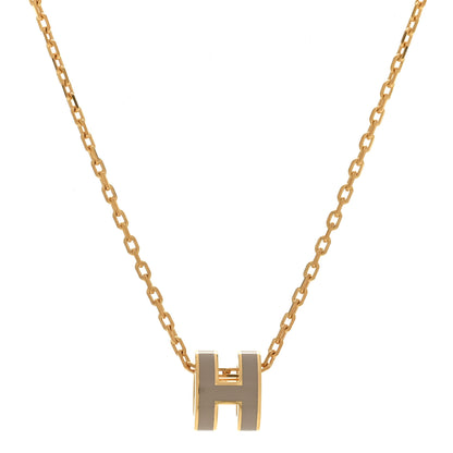 Hermes Lacquered Gold Mini Pop H Pendant Necklace Marron Glace 4 of 8