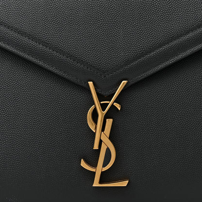 Saint Laurent Grain de Poudre Medium Classic Monogram Cassandra Top Handle Dark Smog 7 of 11