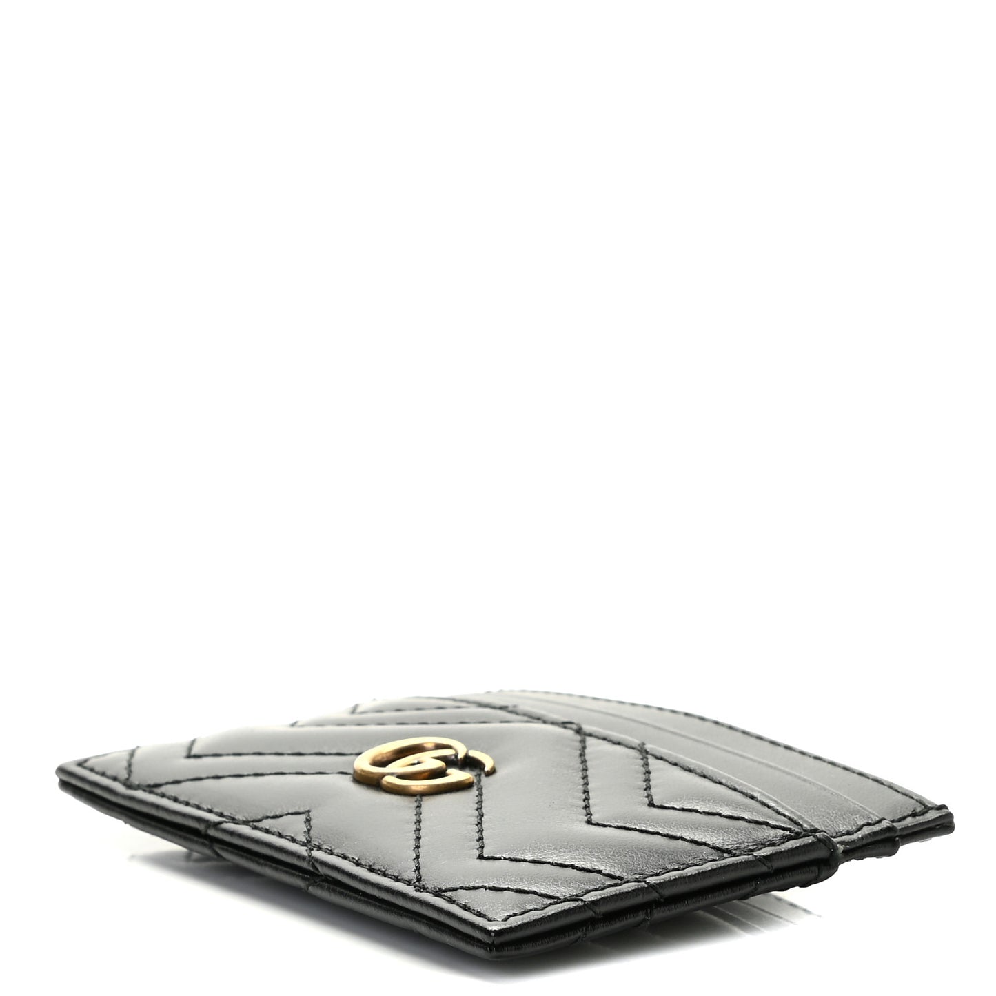 Calfskin Matelasse GG Marmont Card Holder Black