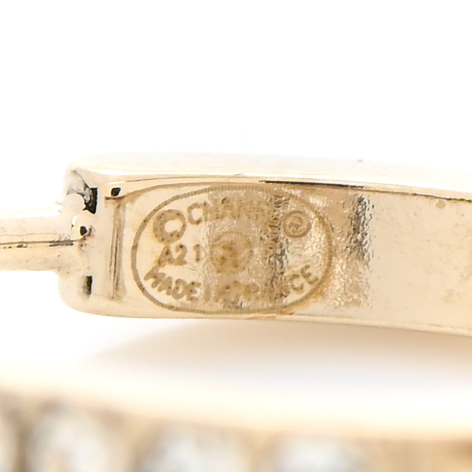 Chanel Crystal Lock Symbols CC Hoop Drop Earrings Gold 4 of 5