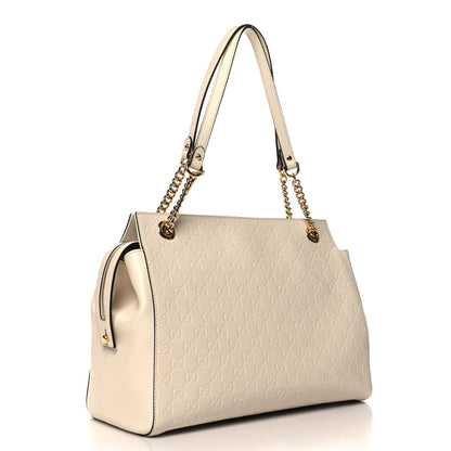 Gucci Guccissima Signature Large Shoulder Tote Bag Mystic White 3 of 10
