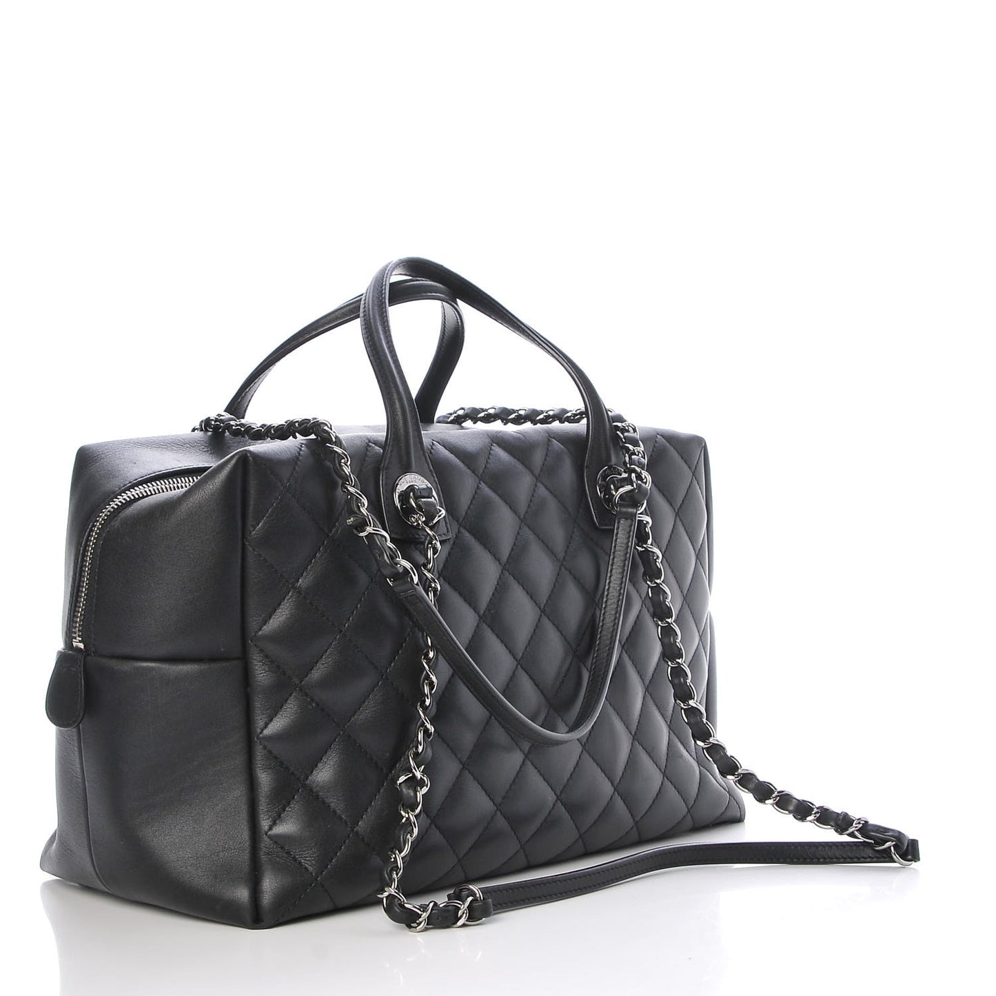 Calfskin Quilted Feather Weight Bowling Bag Black