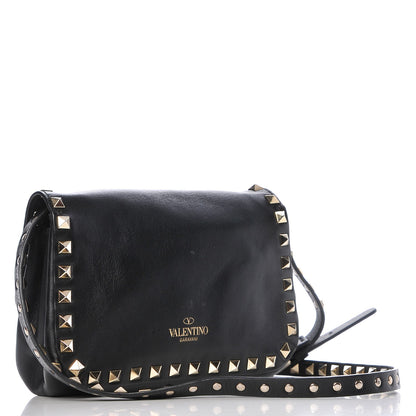 Valentino Garavani Vitello Mini Rockstud Flap Saddle Crossbody Bag Black 3 of 7
