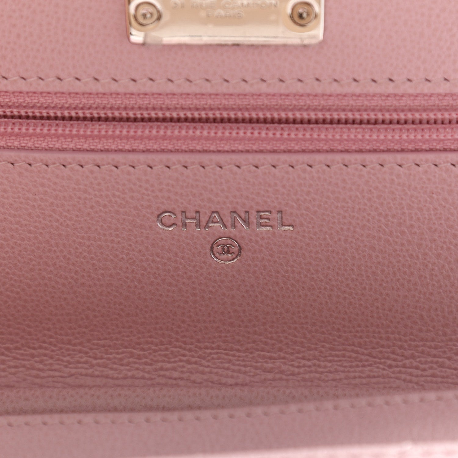 Chanel Grained Calfskin Quilted CC Box Wallet On Chain WOC Light Pink 6 of 11