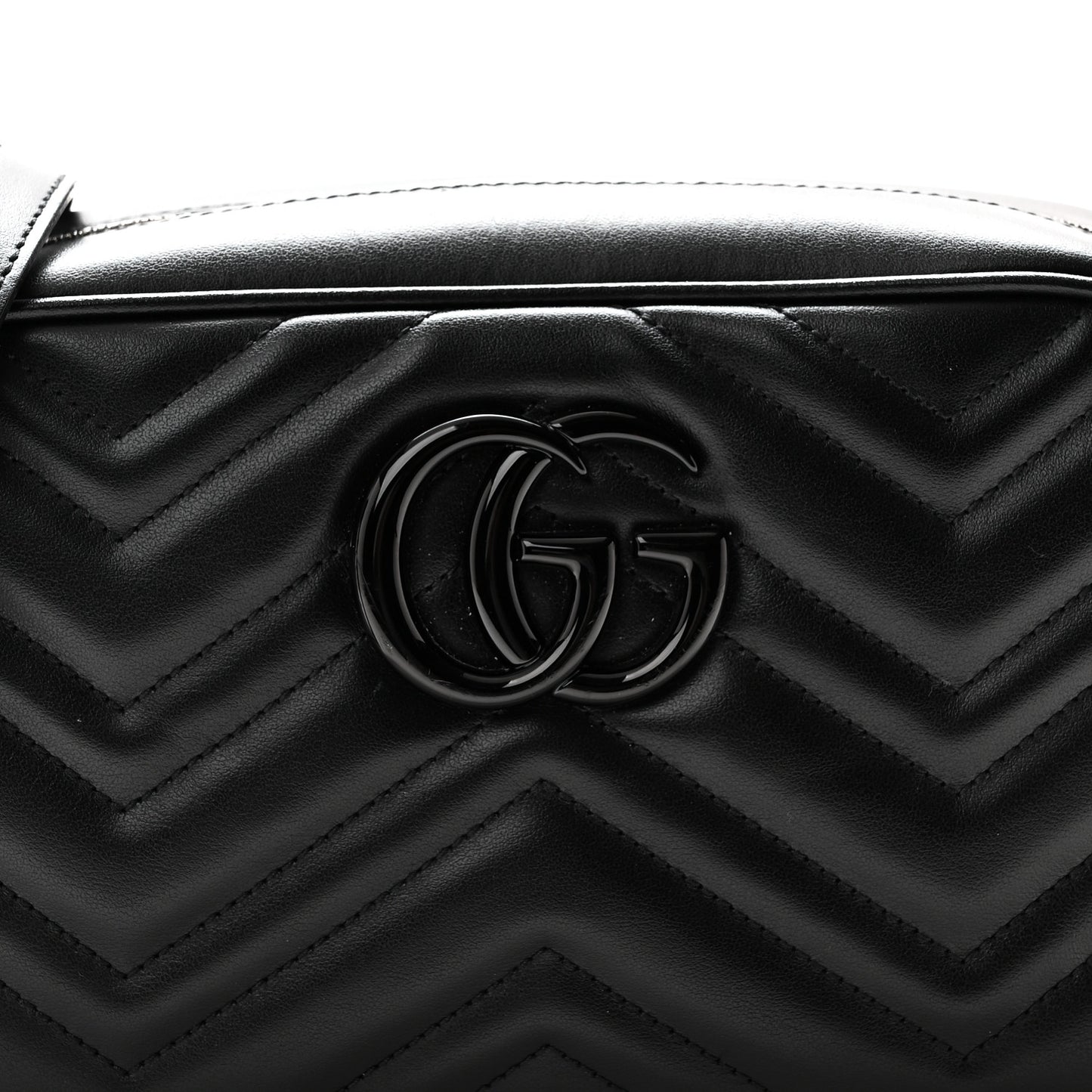 Calfskin Matelasse Monochrome Small GG Marmont Chain Shoulder Bag Black