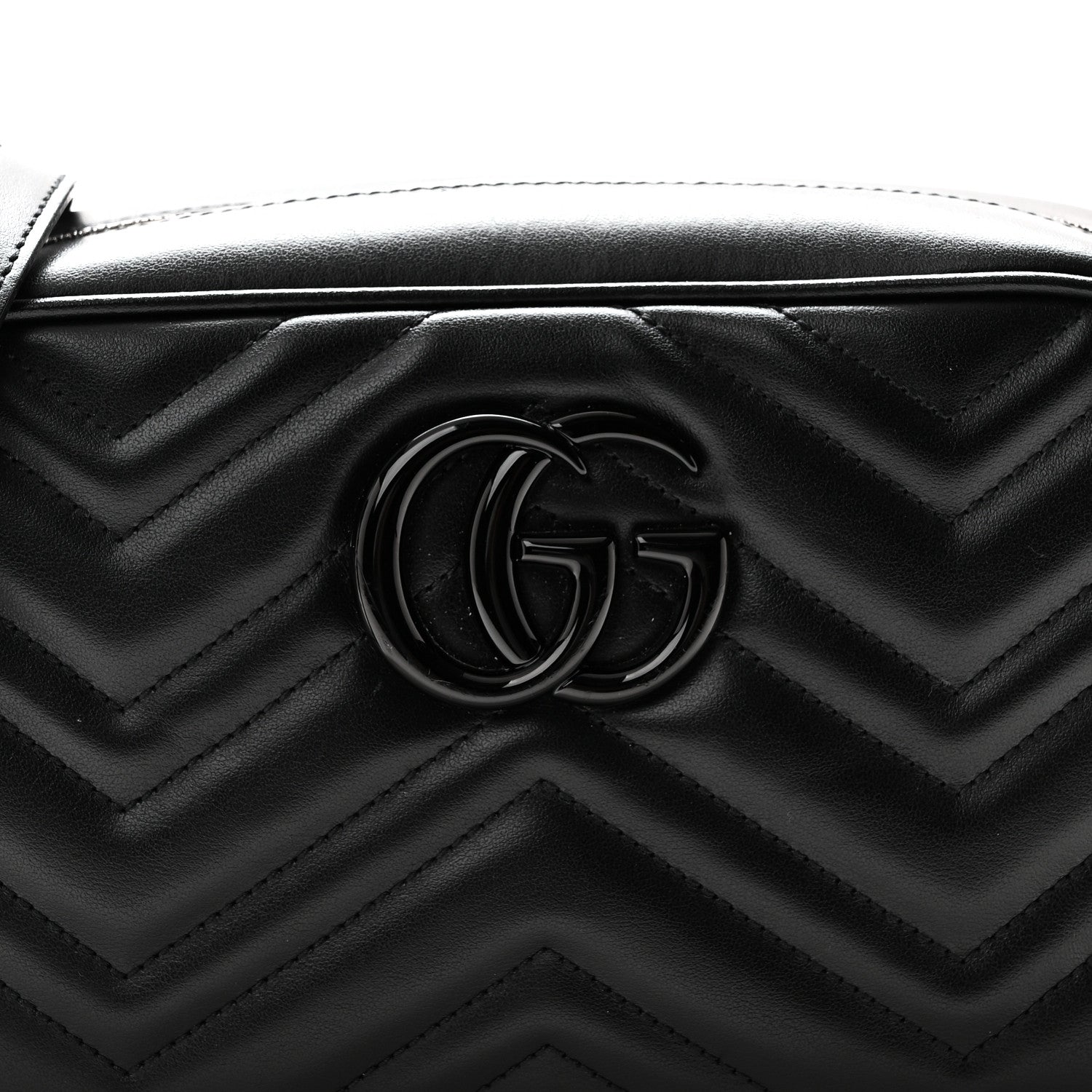 Gucci Calfskin Matelasse Monochrome Small GG Marmont Chain Shoulder Bag Black 8 of 10