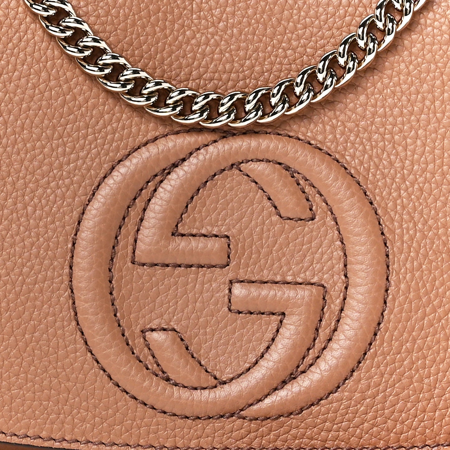 Pebbled Calfskin Medium Soho Flap Crossbody Camelia