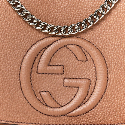 Gucci Pebbled Calfskin Medium Soho Flap Crossbody Camelia 9 of 12