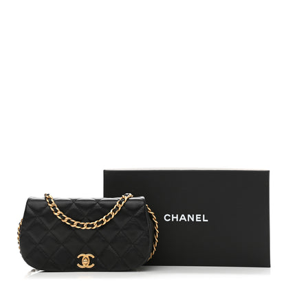 Chanel Calfskin Quilted Coco Mail Clutch With Chain Black 12 of 12